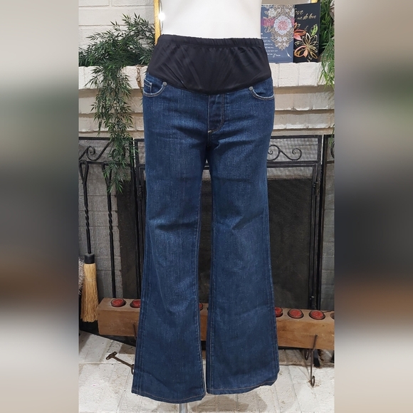 PAIGE Denim - PAIGE PREMIUM DENIM Dark Wash Boot Cut Blue Denim Maternity Jeans Women's 31